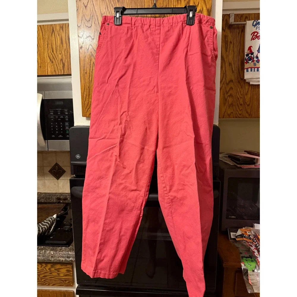 Koret Womens Large Quilted Patchwork Paisley Jacket and Coral Pant Set